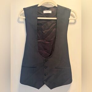 Men’s Reiss Tailored Waistcoat Vest Black Slim Fit Button Front Formal